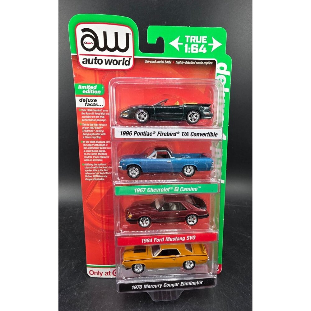 Auto World Deluxe 1:64 Diecast 4-Pack Pontiac Chevrolet Ford Mercury